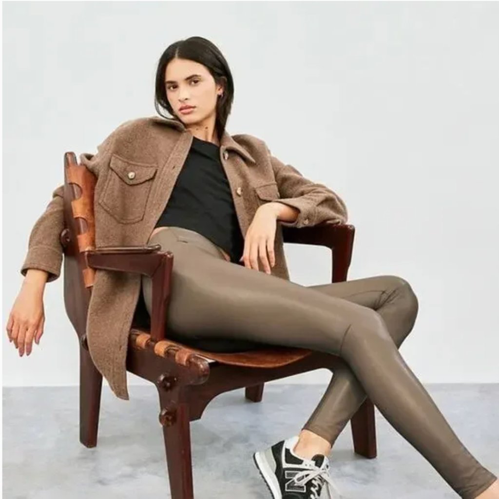 Aritzia Wilfred Free Daria Pant Taupe Hr Vegan High Waisted Leather Leggings